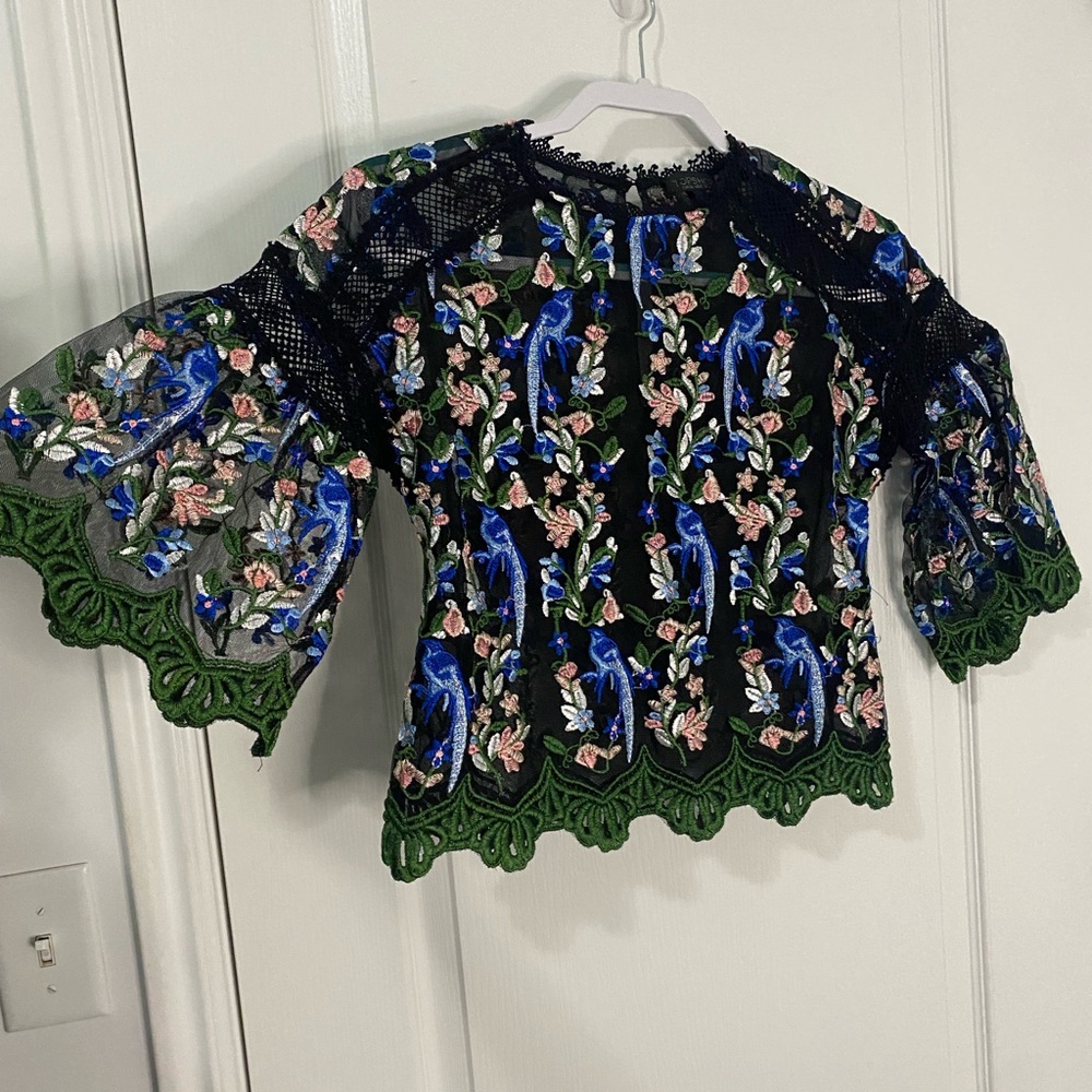 Topshop Floral Embroidered Women's Top
